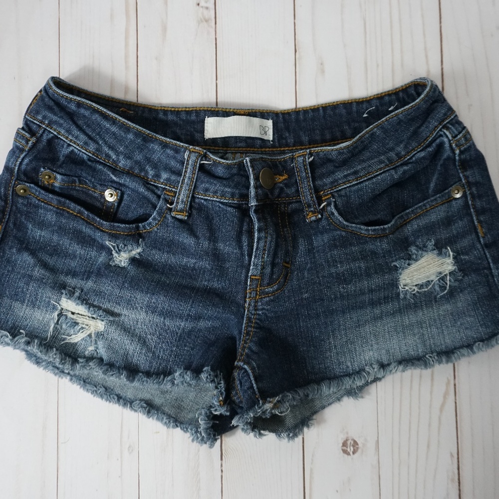 BP Distressed Frayed Denim Shorts Size 1